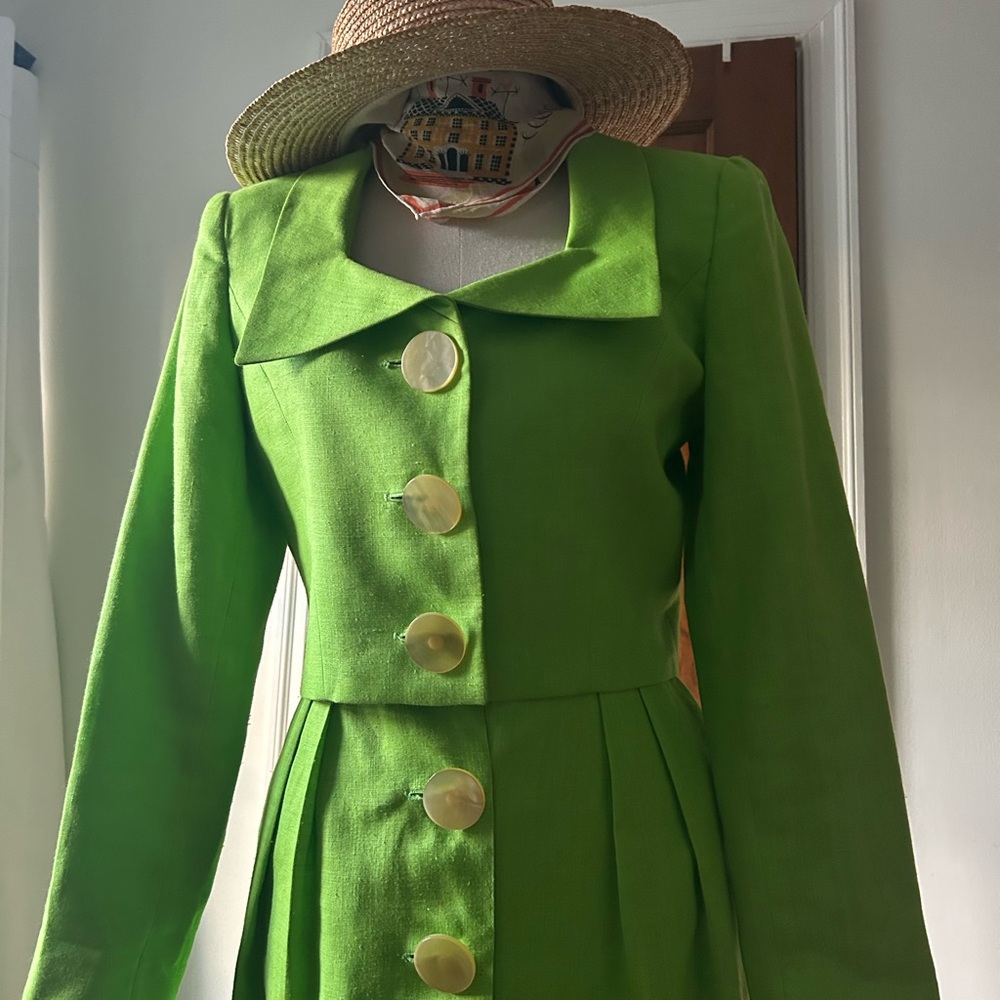 💚 Vintage Guy Laroche Green A-Line Skirt with Statement Buttons Size XS/S 💚